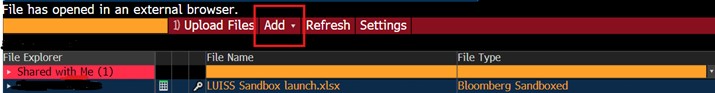 BLOOMBERG EXCEL SANDBOX
